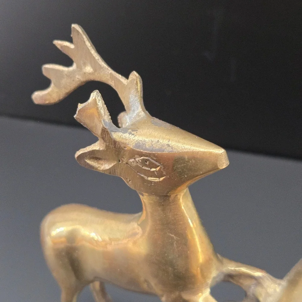 India Exotics Inc Vintage Solid Brass Reindeer Centerpiece Bowl Candle Holder‎